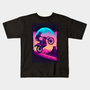 Cyber Future Dirt Bike With Neon Colors Kids T-Shirt